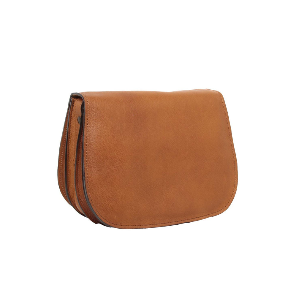 Borsa a tracolla da donna in pelle di vitello pieno fiore-Cuoio
