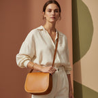 Women's full grain calfskin shoulder bag-Ochre
