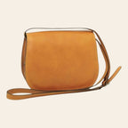 Borsa a tracolla in pelle ocra Old Angler con chiusura liscia e tracolla in cuoio