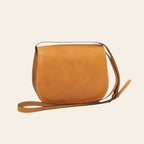 Borsa a tracolla in pelle ocra Old Angler con chiusura liscia e tracolla in cuoio