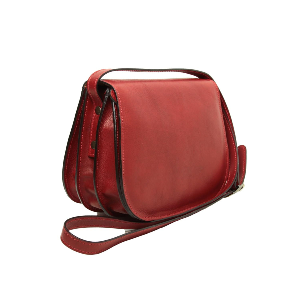 Borsa a tracolla da donna in pelle di vitello pieno fiore-Rosso