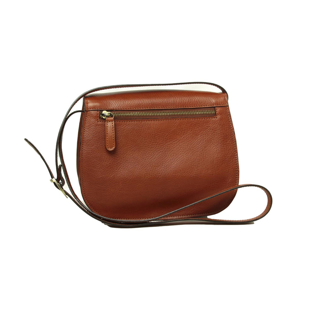 Borsa a tracolla da donna in pelle di vitello pieno fiore -Teak