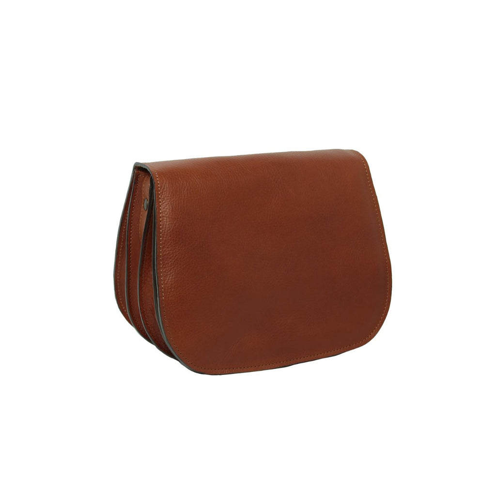 Borsa a tracolla da donna in pelle di vitello pieno fiore -Teak