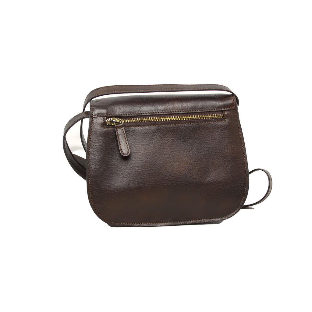 Borsa a tracolla da donna in pelle di vitello pieno fiore-Testa moro