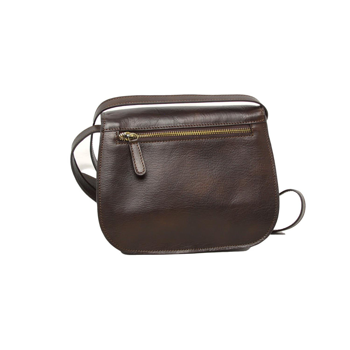 Borsa a tracolla da donna in pelle di vitello pieno fiore-Testa moro