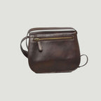 Borsa a tracolla in pelle testa di moro con zip centrale e patta