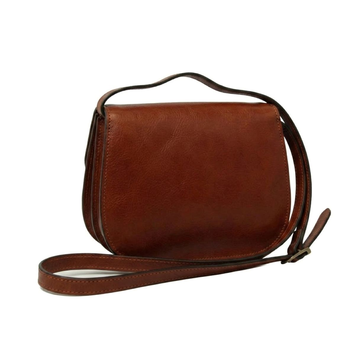 Borsa a tracolla di vitello pieno fiore - Mogano