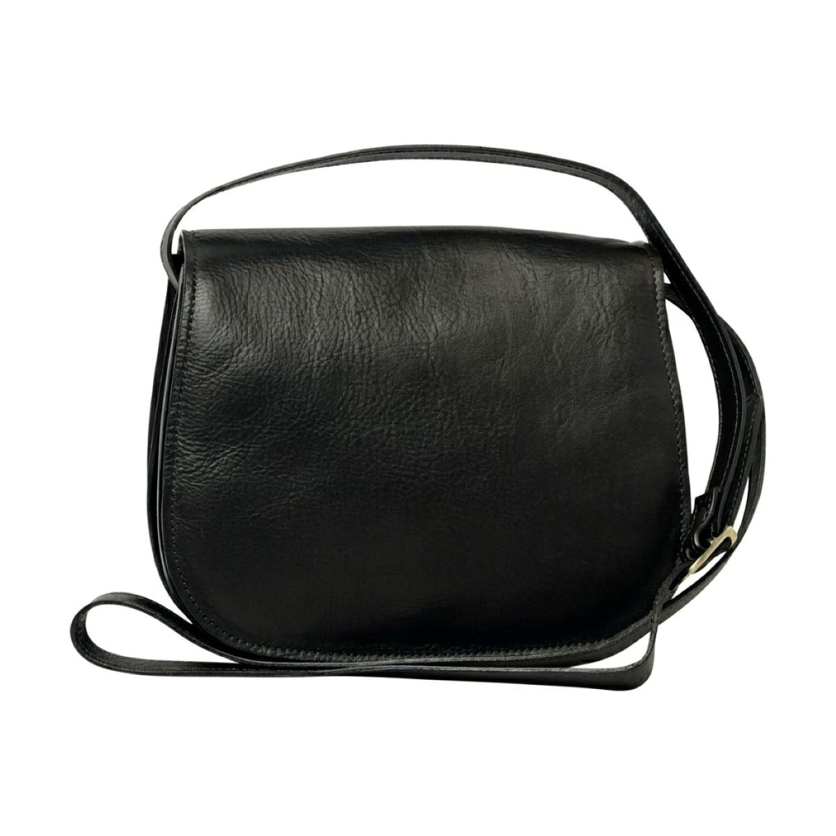 Borsa a tracolla da donna in pelle di vitello pieno fiore - Nero