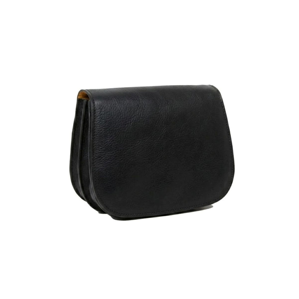 Borsa a tracolla da donna in pelle di vitello pieno fiore - Nero