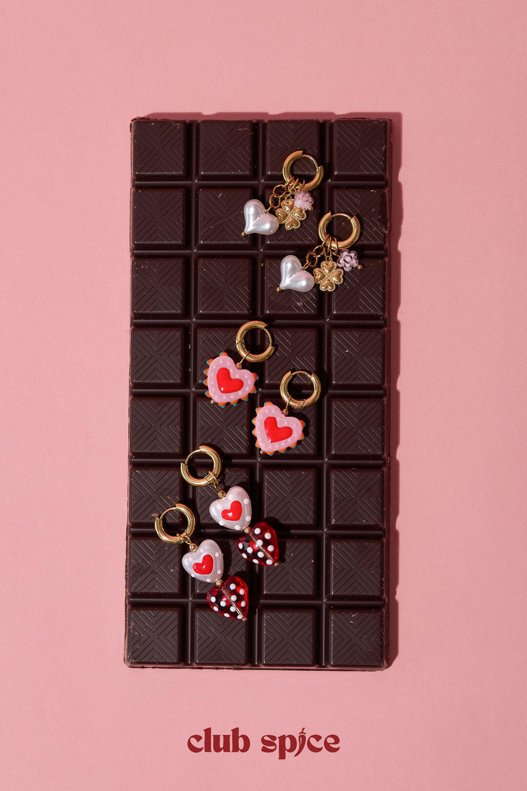Orecchini con cuore a forma di caramella