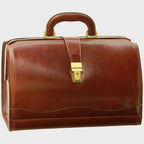 Borsa da Medico in Pelle Pieno Fiore Marrone - Old Angler
