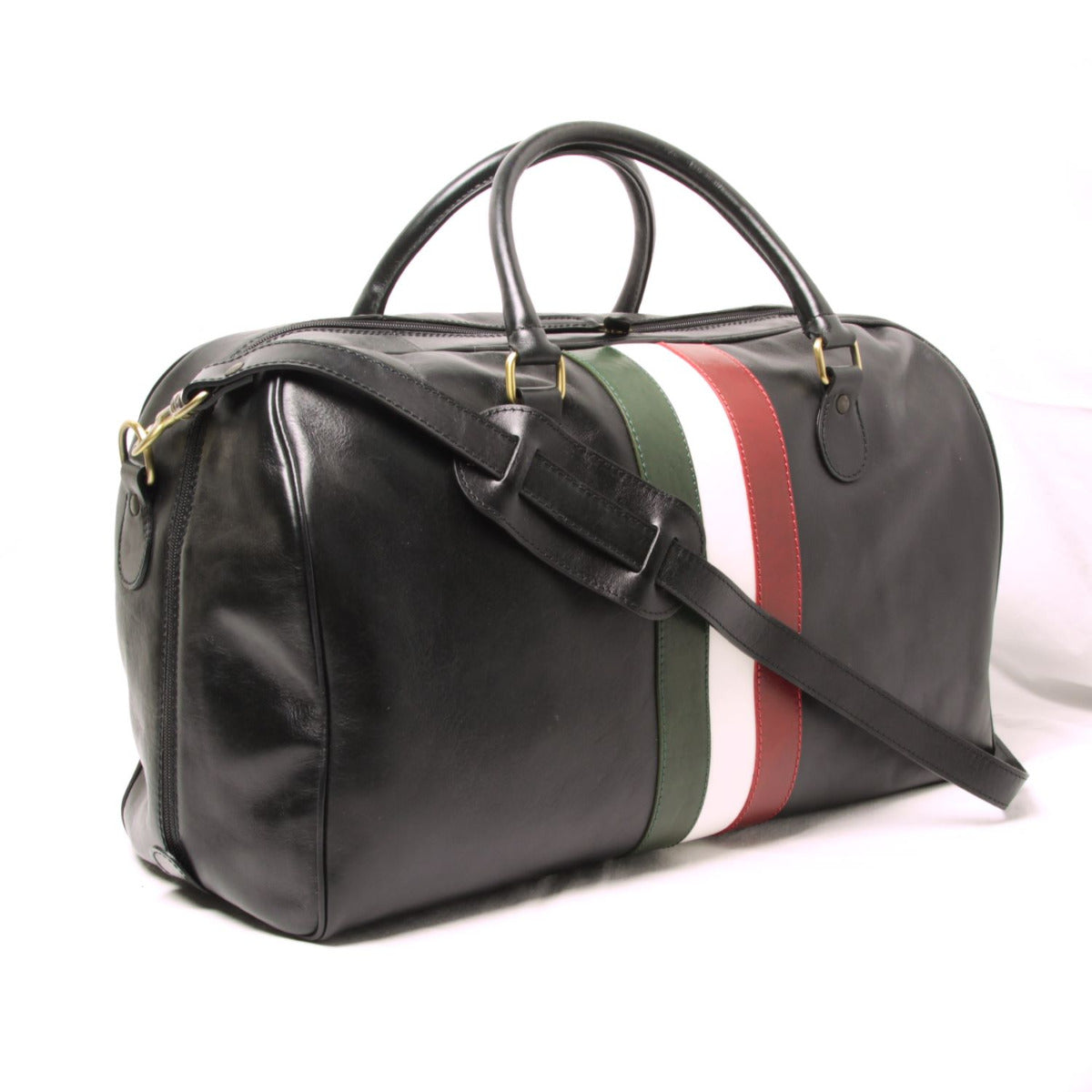 Borsa da viaggio in pelle pieno fiore - nero con bandiera Italia