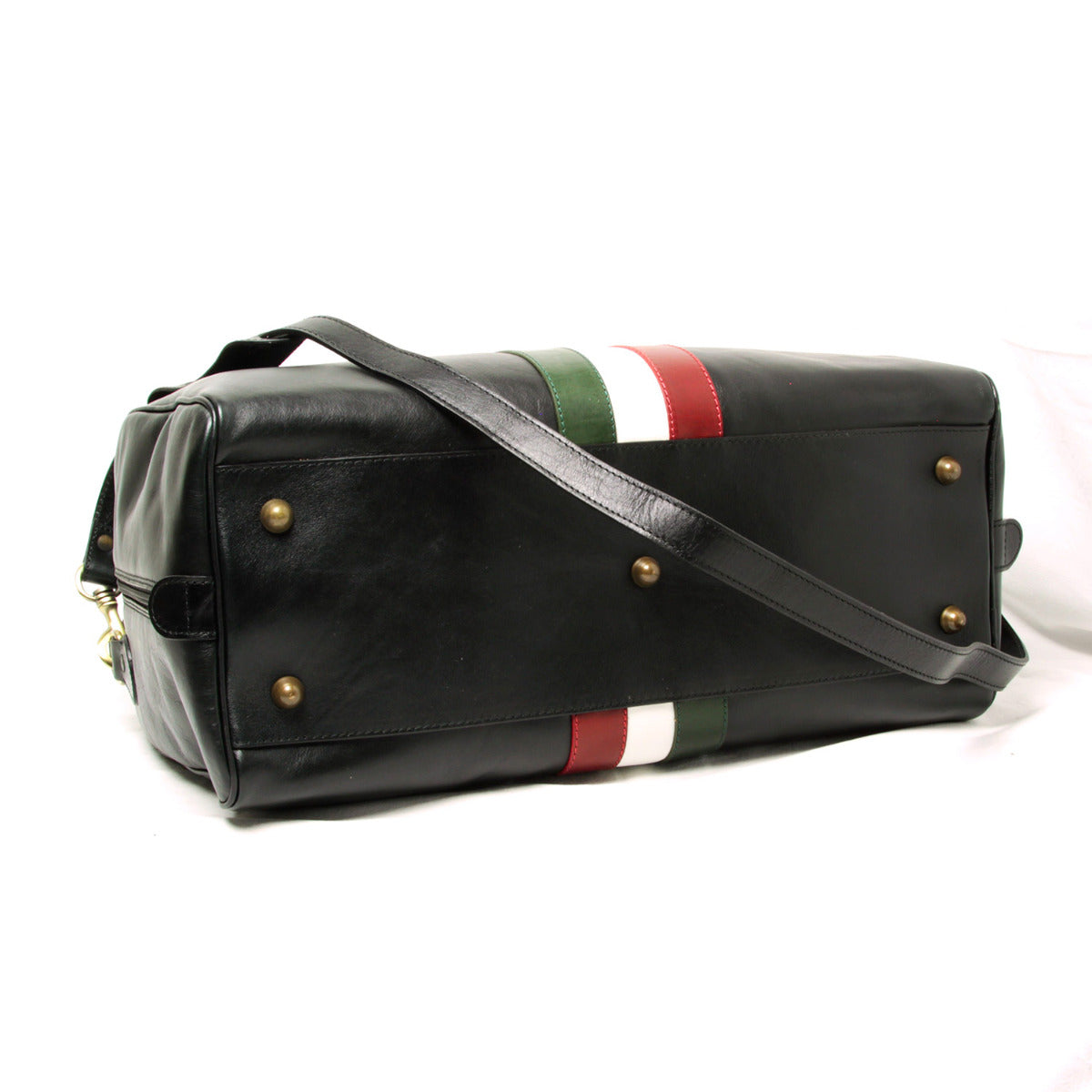 Borsa da viaggio in pelle pieno fiore - nero con bandiera Italia