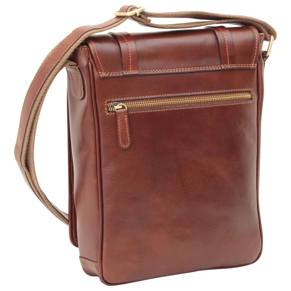 Messenger con doppia chiusura magnetica. Marrone