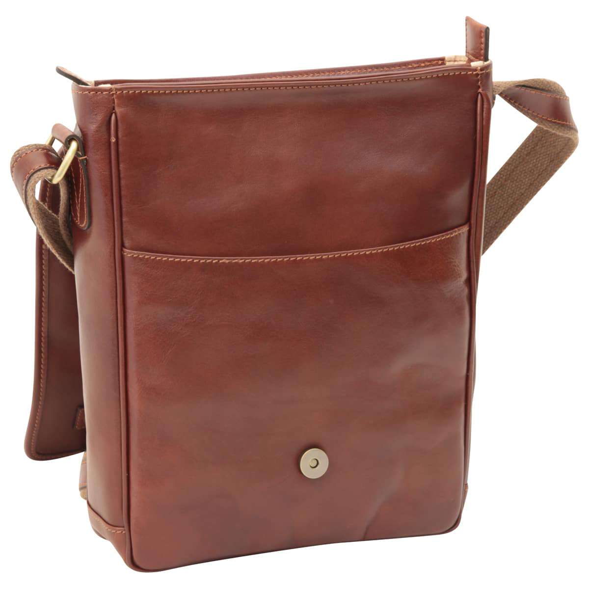 Messenger con doppia chiusura magnetica. Marrone