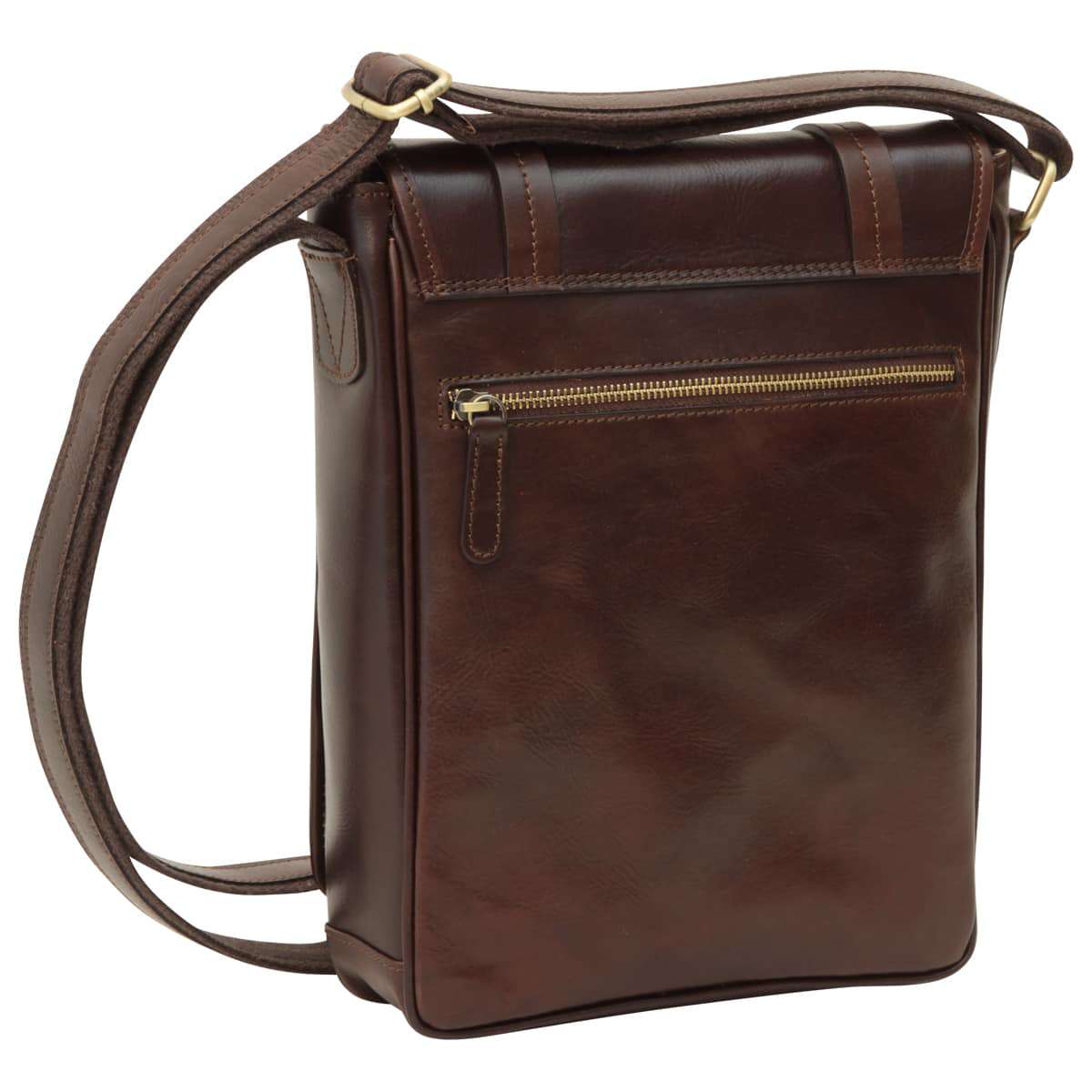 Messenger con doppia chiusura magnetica. Marrone Scuro
