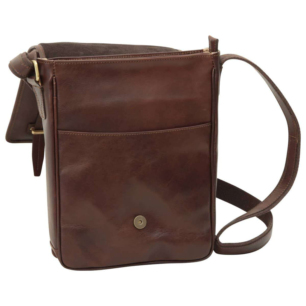Messenger con doppia chiusura magnetica. Marrone Scuro