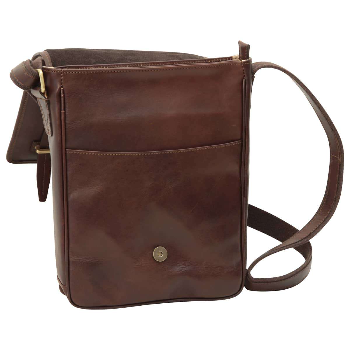 Messenger con doppia chiusura magnetica. Marrone Scuro