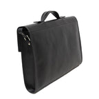 Borsa da ufficio in pelle nera con maniglia superiore e profilo laterale