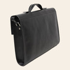 Borsa da ufficio in pelle nera con maniglia superiore e profilo laterale