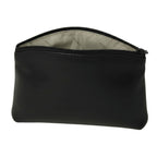 Beauty case in pelle nera con zip superiore e interno foderato visibile