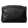 Beauty case in pelle vacchetta nera con chiusura a zip e maniglia laterale