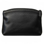 Beauty case in pelle nera con zip e dettaglio bordo laterale