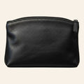 Beauty case in pelle nera con zip e dettaglio bordo laterale