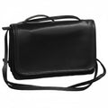 Tracollina in pelle nera Old Angler con patta e tracolla