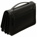 Tracollina in pelle nera Old Angler con zip e tracolla