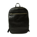 Zaino in pelle con tasca con zip frontale. Nero