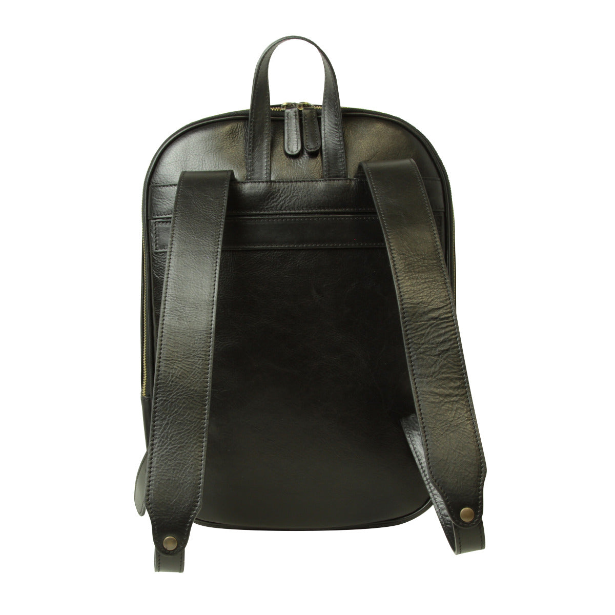 Zaino per laptop in vitello morbido con fascia per trolley.Nero
