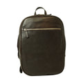 Zaino in pelle con tasca con zip frontale. Marrone Scuro