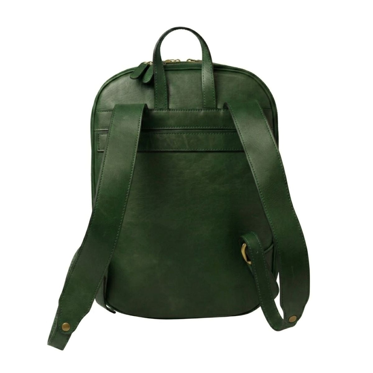 Zaino in pelle con tasca con zip frontale - Verde