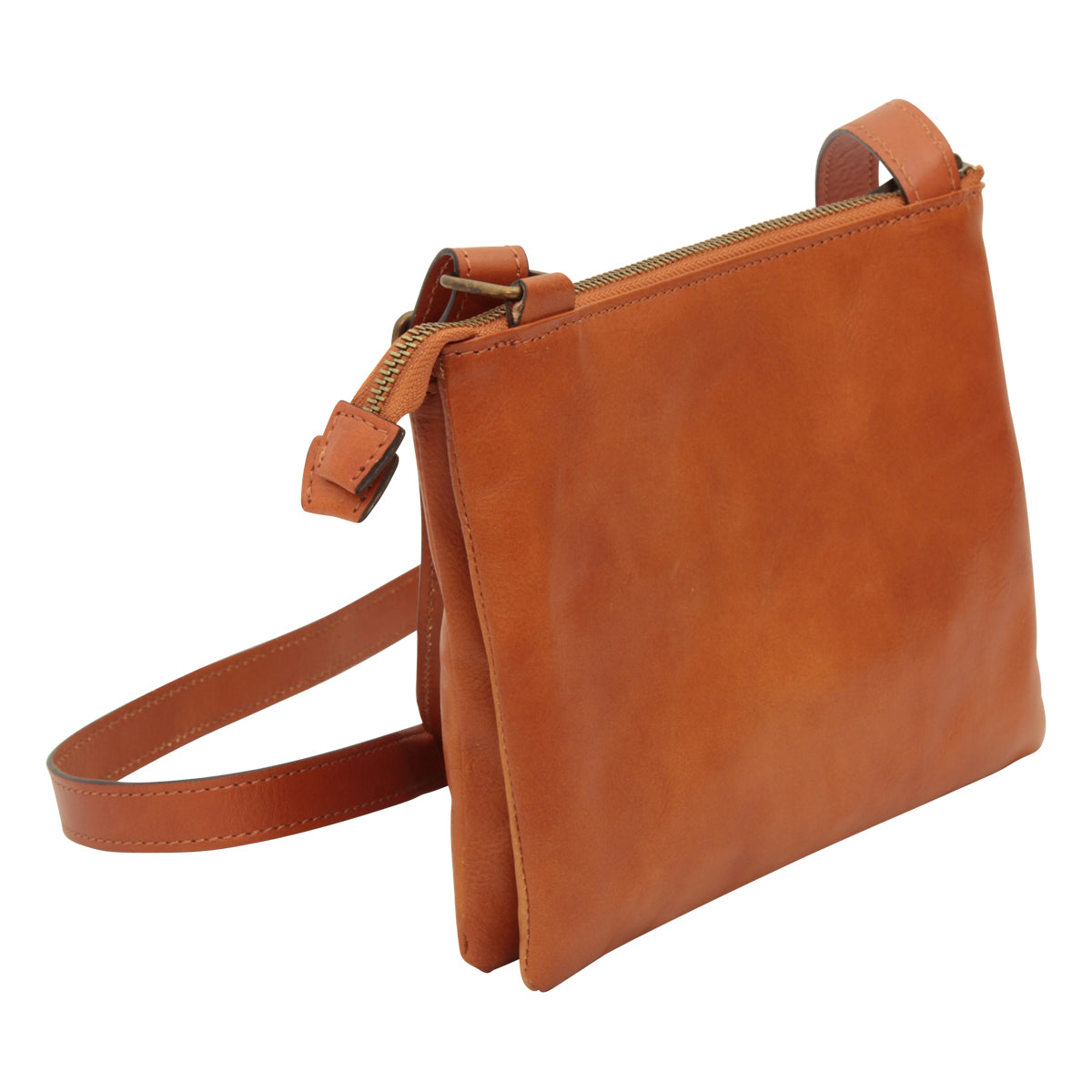 Borsa a tracolla di vitello pieno fiore. marrone coloniale
