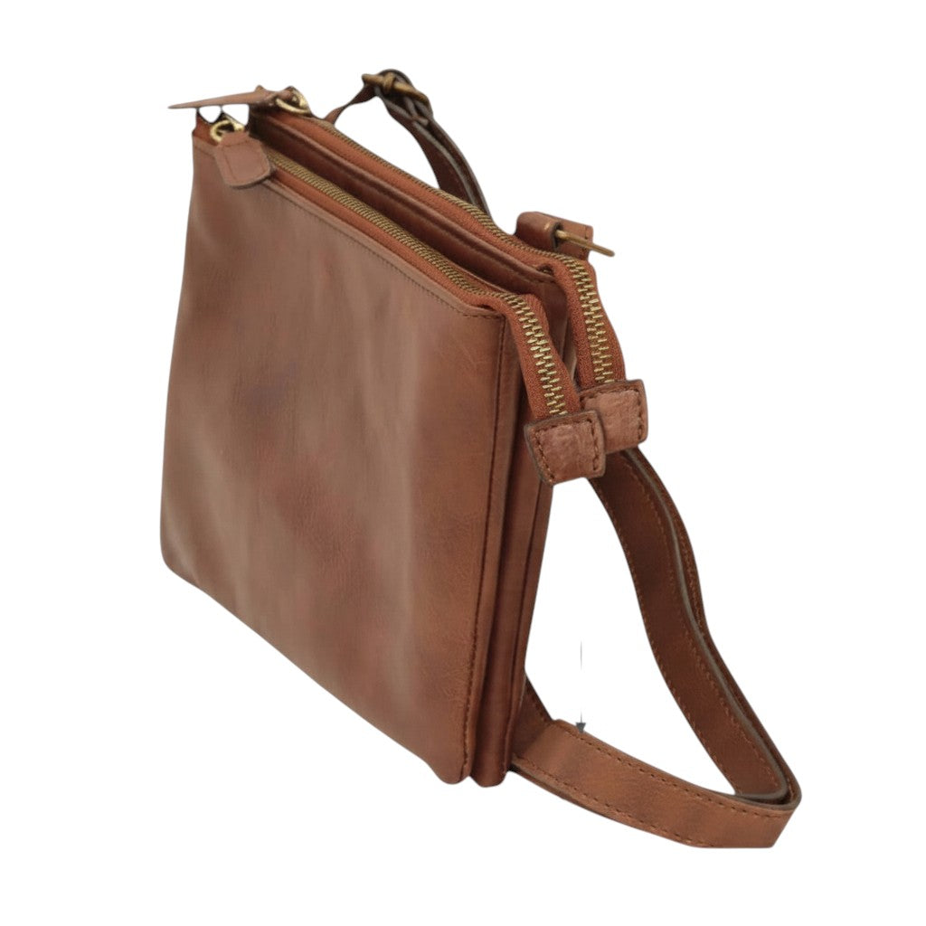 Borsa a Tracolla in Vitello Pieno Fiore Marrone - Old Angler