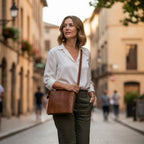 Borsa a Tracolla in Vitello Pieno Fiore Marrone | Old Angler
