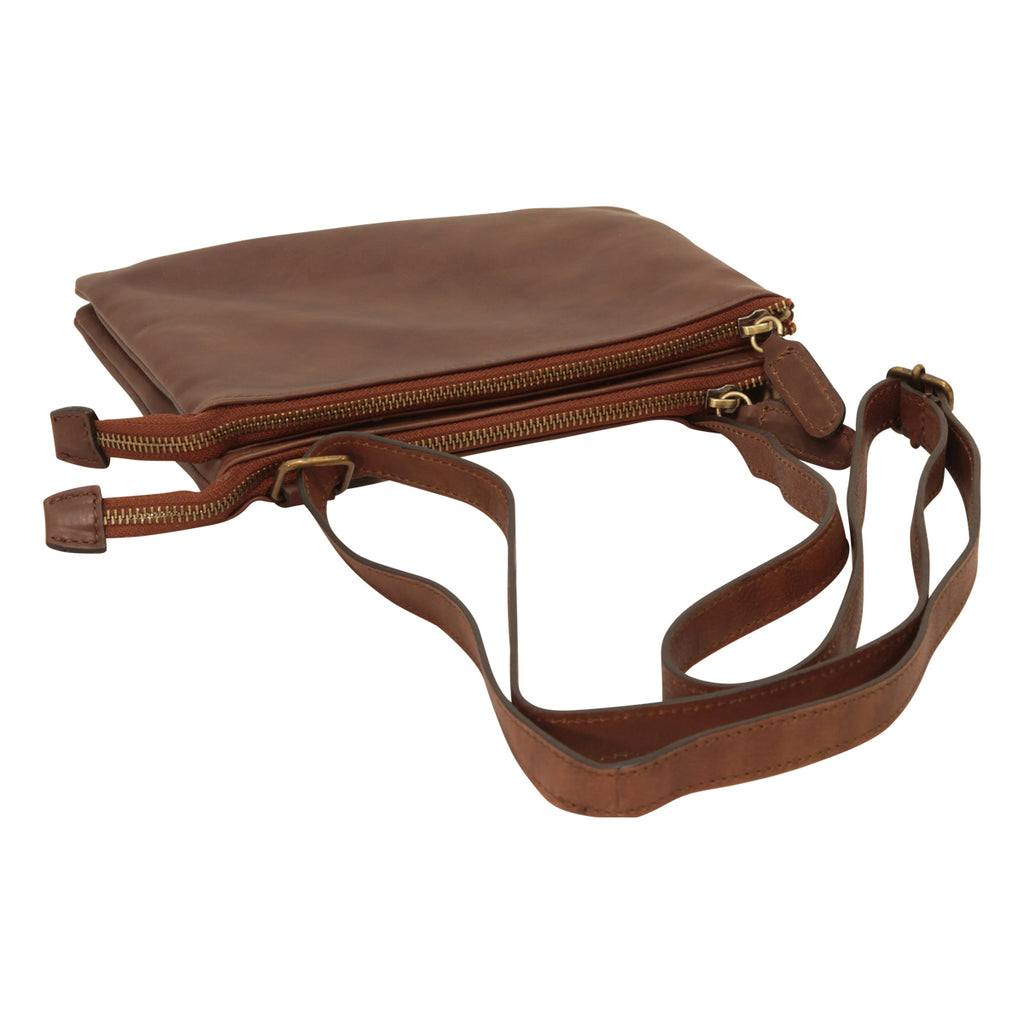 Borsa a tracolla di vitello pieno fiore - marrone