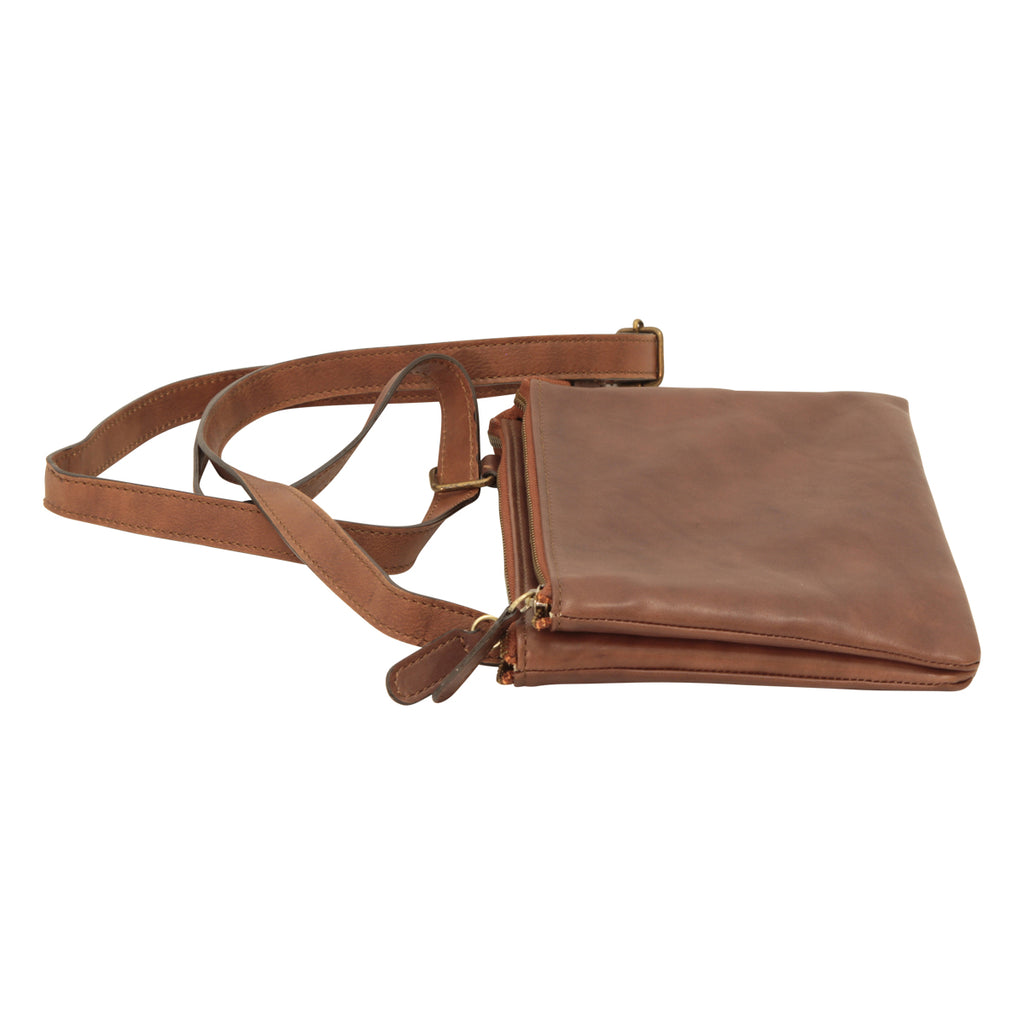 Borsa a tracolla di vitello pieno fiore - marrone