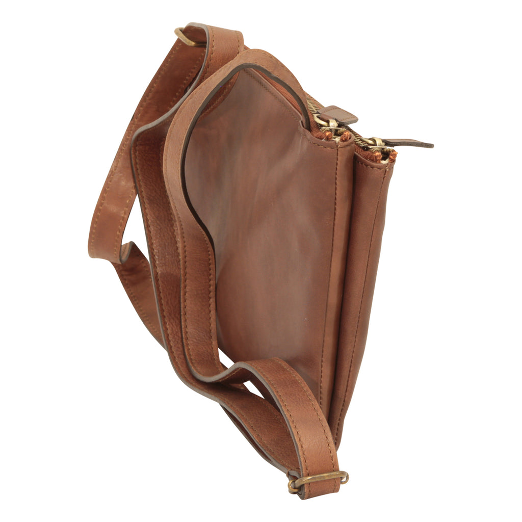 Borsa a tracolla di vitello pieno fiore - marrone