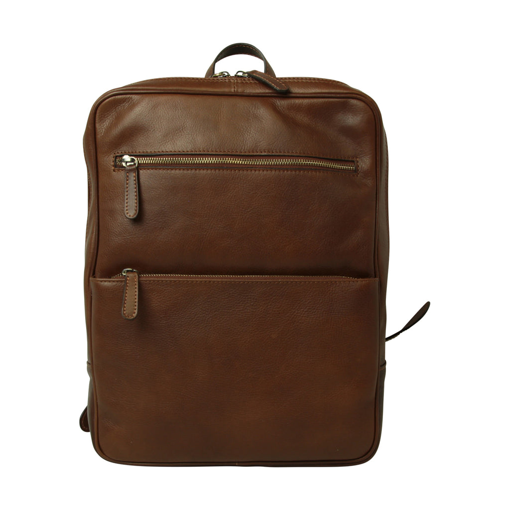 Zaino in pelle con fascia per trolley- Castagna