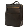 Zaino in pelle nero con fascia per trolley e tasca frontale con zip