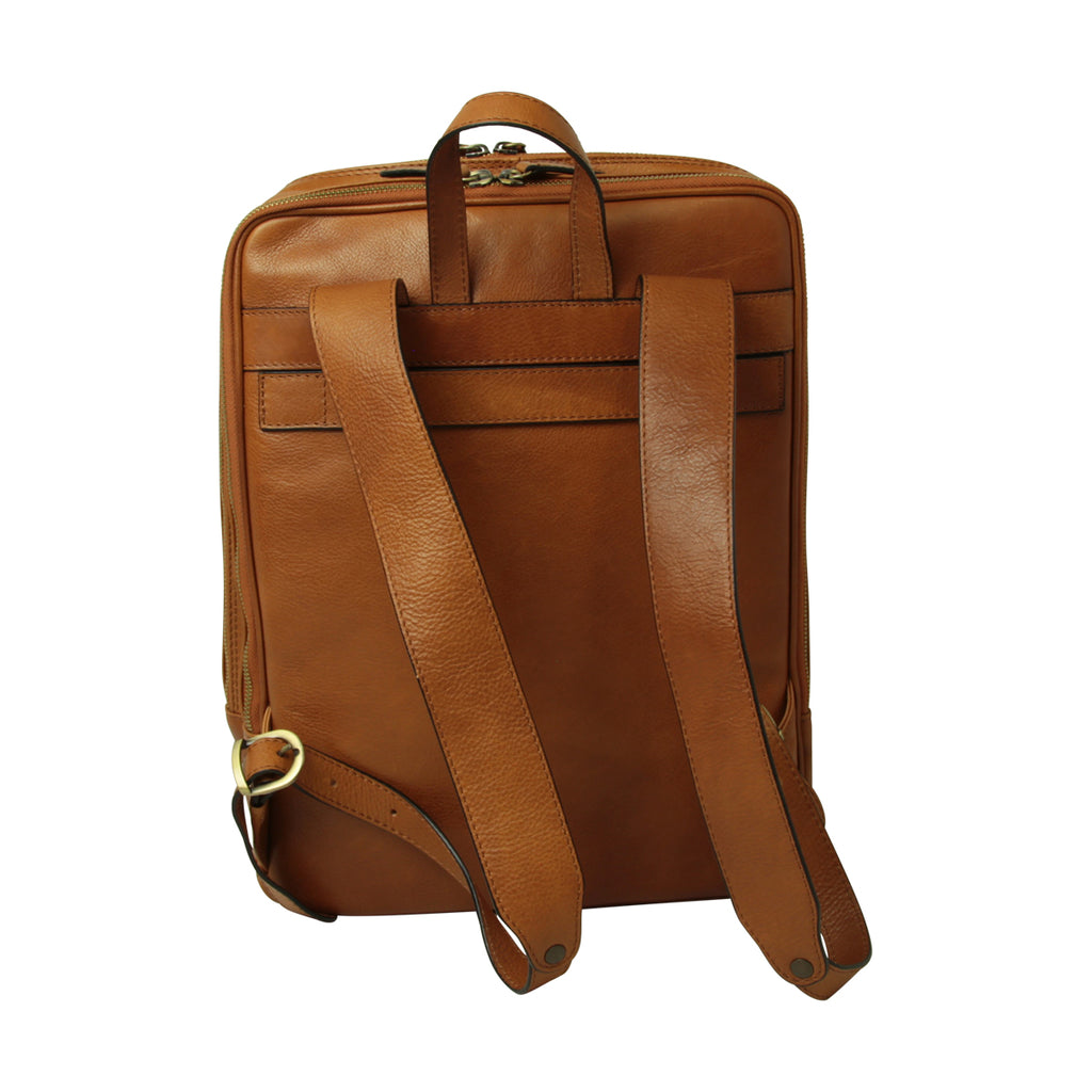 Zaino in pelle con fascia per trolley- Marrone Coloniale