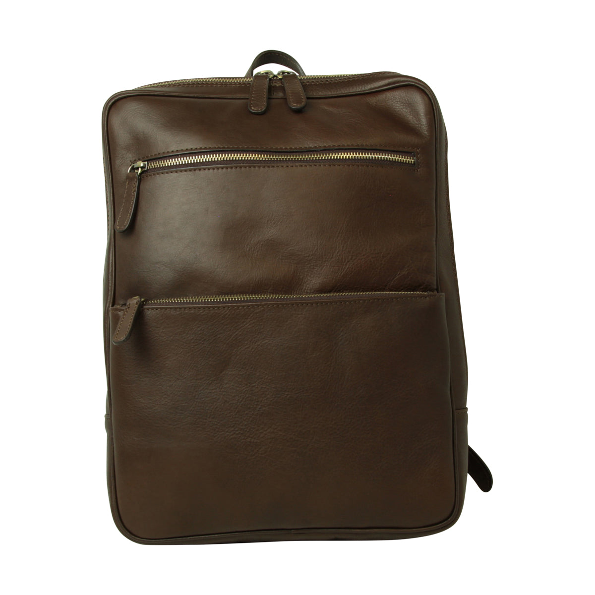 Zaino in pelle con fascia per trolley- Marrone scuro