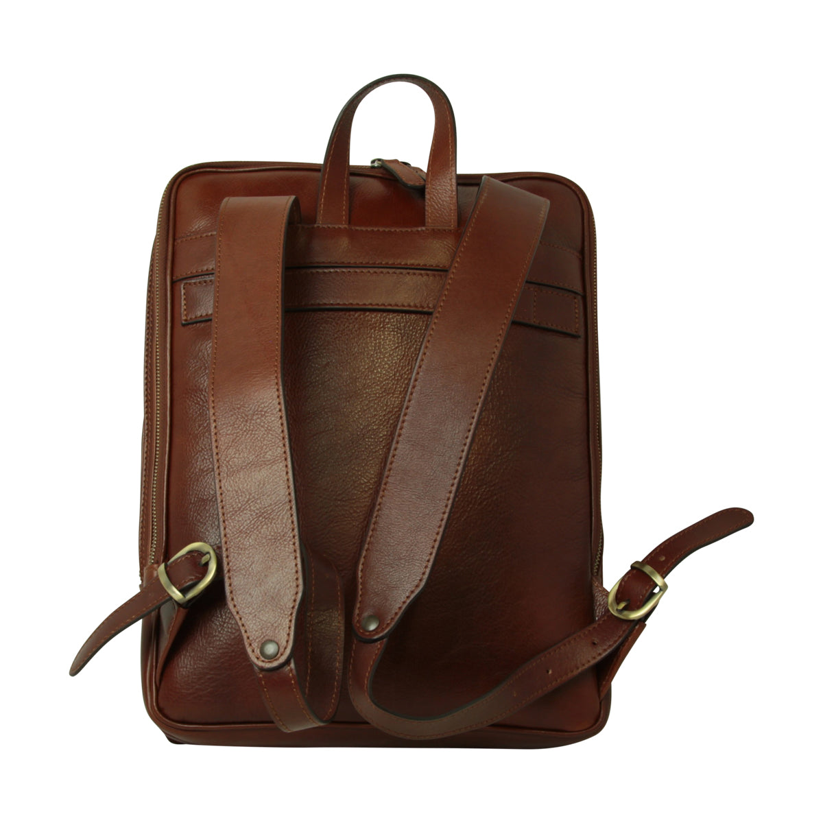 Zaino in pelle con fascia per trolley-Marrone