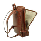 Zaino in pelle marrone con fascia per trolley e tracolla