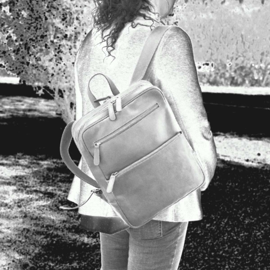 Zaino in pelle con fascia per trolley - verde