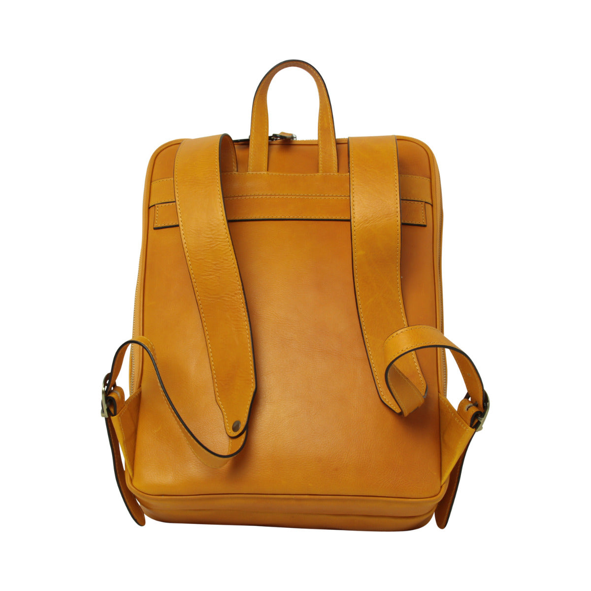 Zaino in pelle con fascia per trolley - giallo ocra