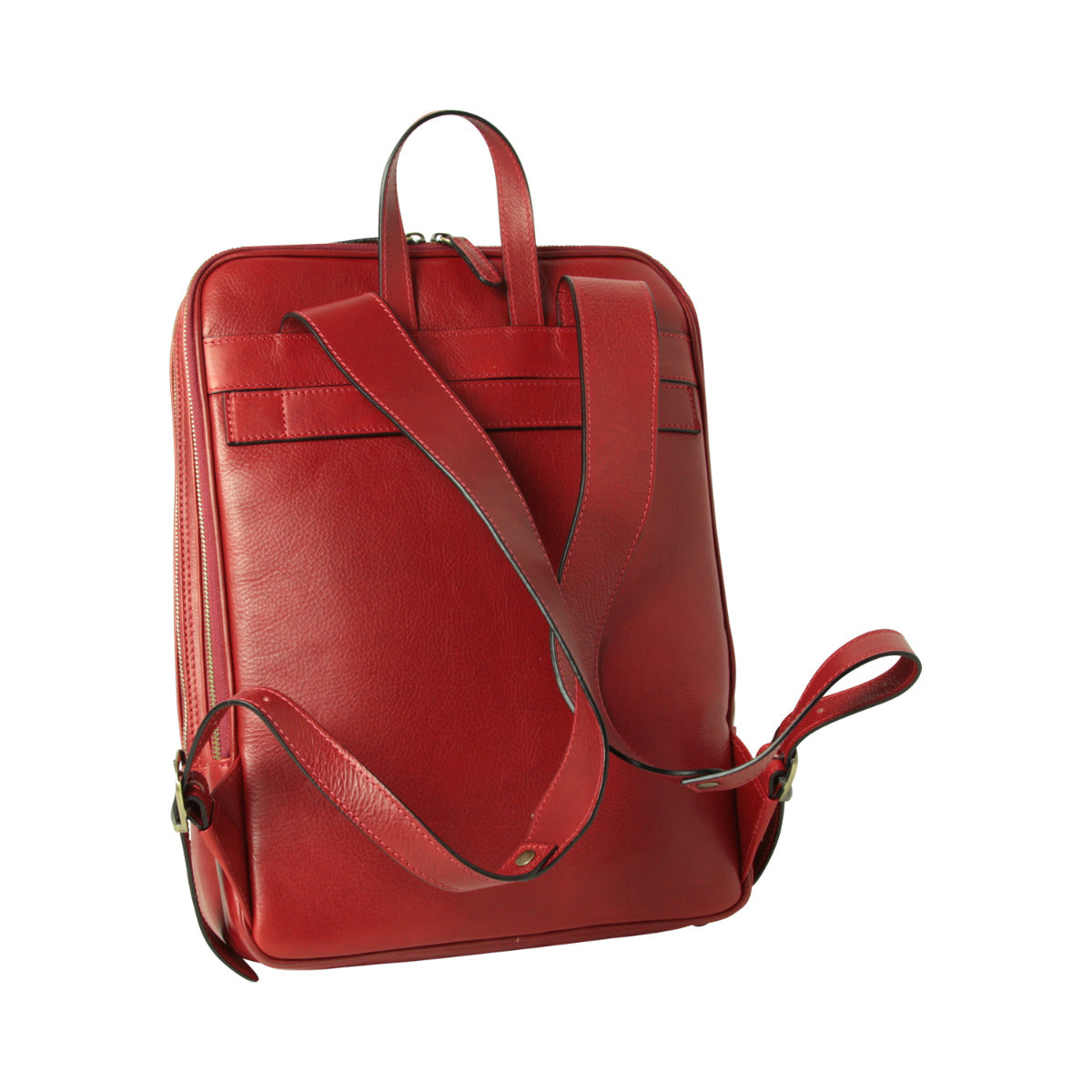 Zaino in pelle con fascia per trolley - rosso