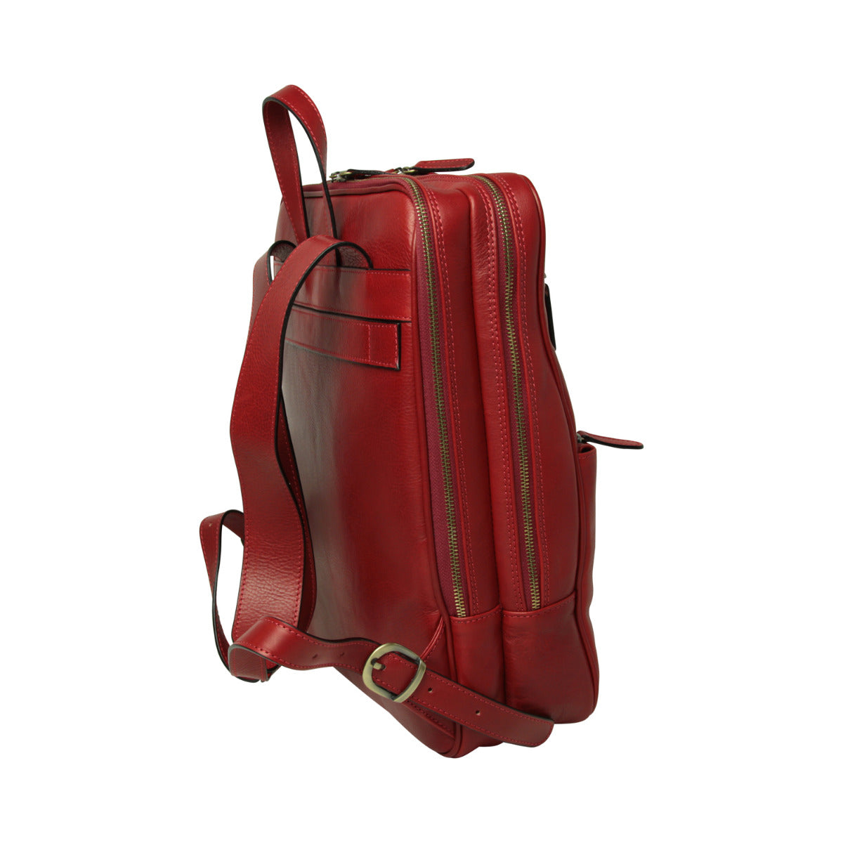 Zaino in pelle con fascia per trolley - rosso